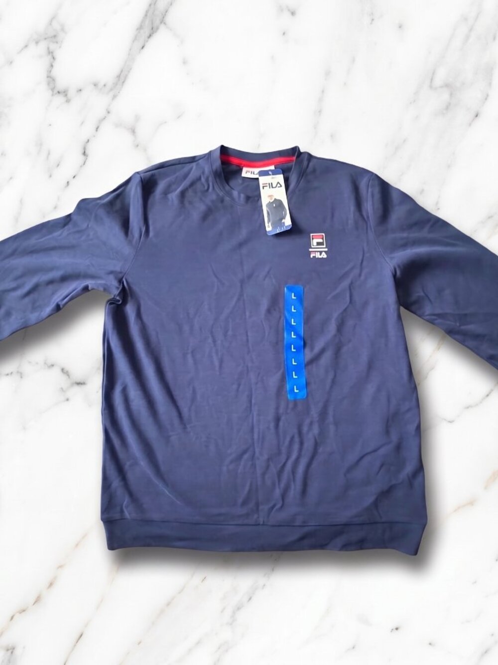 Fila Mens Long Sleeve Shirt Sweatshirt Navy Blue Size Large Old School Brand New